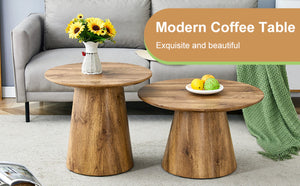 English Elm Natural Wood Grain Mdf Round Side Table Compact Accent for Living Room or Bedroom W2920P232763