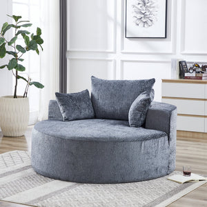 English Elm 55''L Chenille sponge single sofa sleeper chair — no assembly, ultra-soft chenille, plush backrest pillow comfort for living room relaxation Grey W834P221026