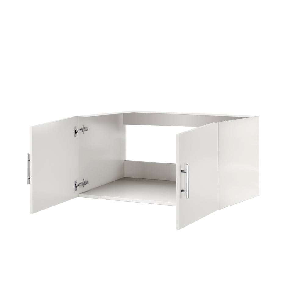 English Elm Glossy 36-Inch White Bath Vanity Cabinet with Soft-Close Door, Solid Wood Frame, Fully Assembled B2731P258626