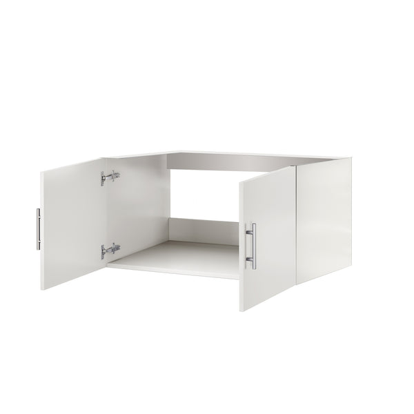 English Elm Glossy 36-Inch White Bath Vanity Cabinet with Soft-Close Door, Solid Wood Frame, Fully Assembled B2731P258626