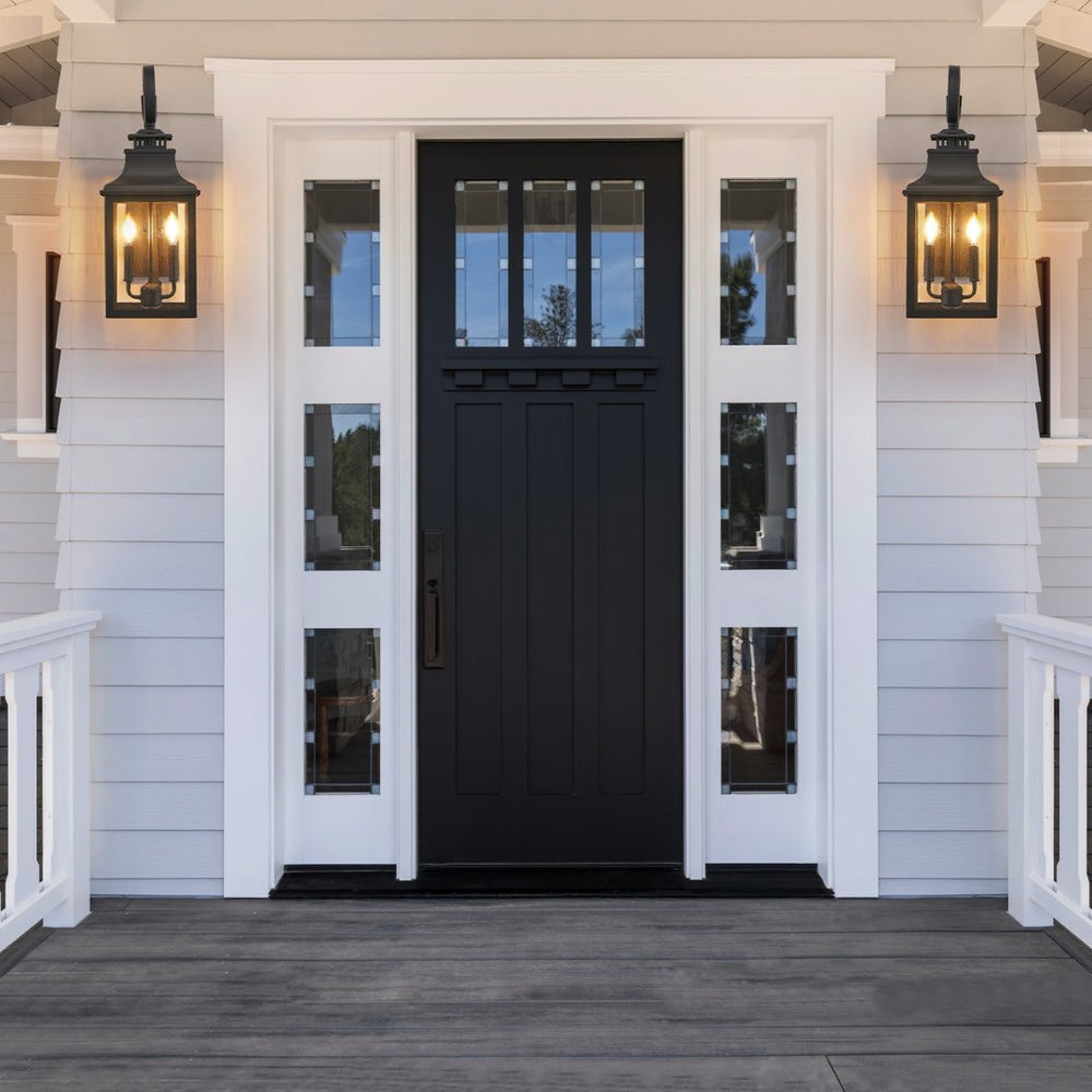 English Elm 23"(h) Matte Black Aluminum Outdoor Wall Sconce Seeded Glass Porch Lantern W2312P415985