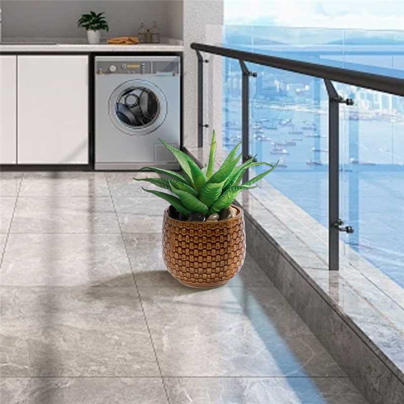 English Elm 3 Pieces Ceramic Flowerpot Set - Handcrafted Modern Planters For Indoor & Outdoor Décor - Orange & Brown W3273P321553