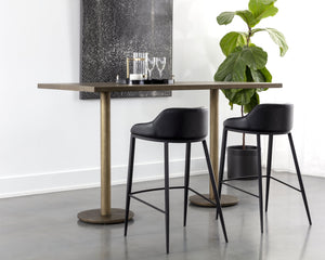 Sunpan Corina Bar Table - Handcrafted Iron with Antique Brass Finish, Unique Artisanal Design for Dining Spaces