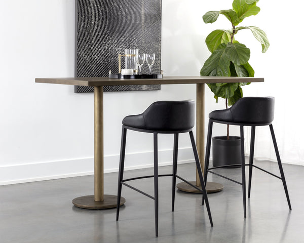 Sunpan Corina Bar Table - Handcrafted Iron with Antique Brass Finish, Unique Artisanal Design for Dining Spaces
