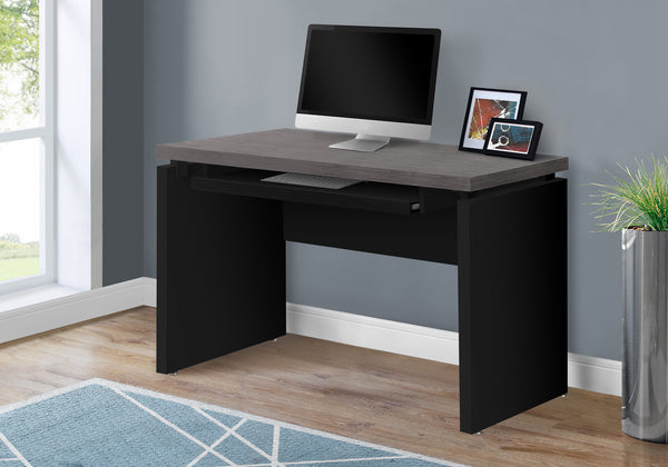English Elm Computer desk with reversible left/right configuration, 48" wood-look laminate, metal frame, drawers for files and supplies Black 59 L x 29 W x 7 H B2710P219769