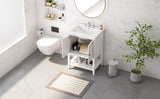 English Elm 24" White Modern Sleek Bathroom Vanity Elegant Ceramic Sink With Solid Wood Frame Open Style Shelf