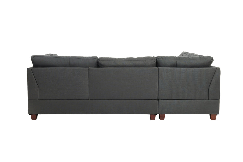 English Elm 3-PC Sectional Blue Gray Fabric Sofa Set with Reversible Chaise, Ottoman & Wood Frame, 104"W x 35"H B089S00113