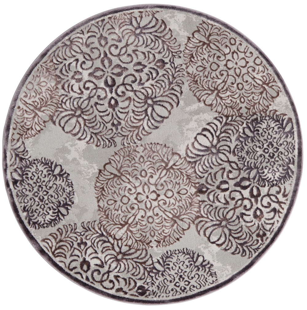 Unique Loom Aberdeen Chatsworth Machine Made Polka Dots Rug Violet, Ivory/Light Brown 5' 3" x 5' 3"