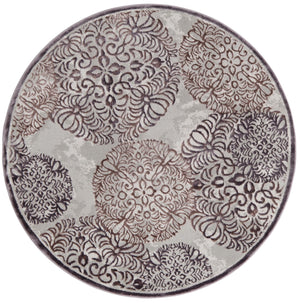 Unique Loom Aberdeen Chatsworth Machine Made Polka Dots Rug Violet, Ivory/Light Brown 5' 3" x 5' 3"