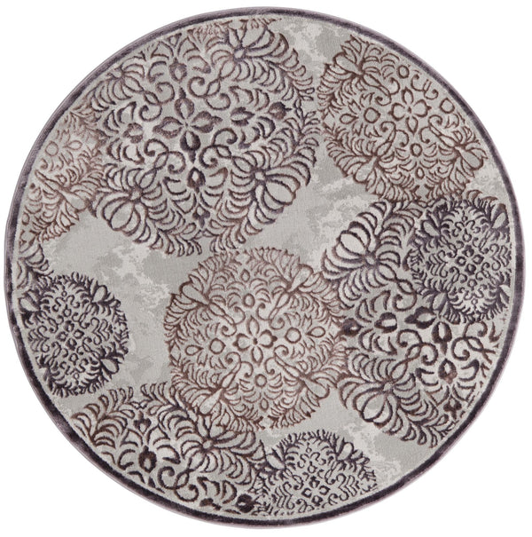 Unique Loom Aberdeen Chatsworth Machine Made Polka Dots Rug Violet, Ivory/Light Brown 5' 3" x 5' 3"