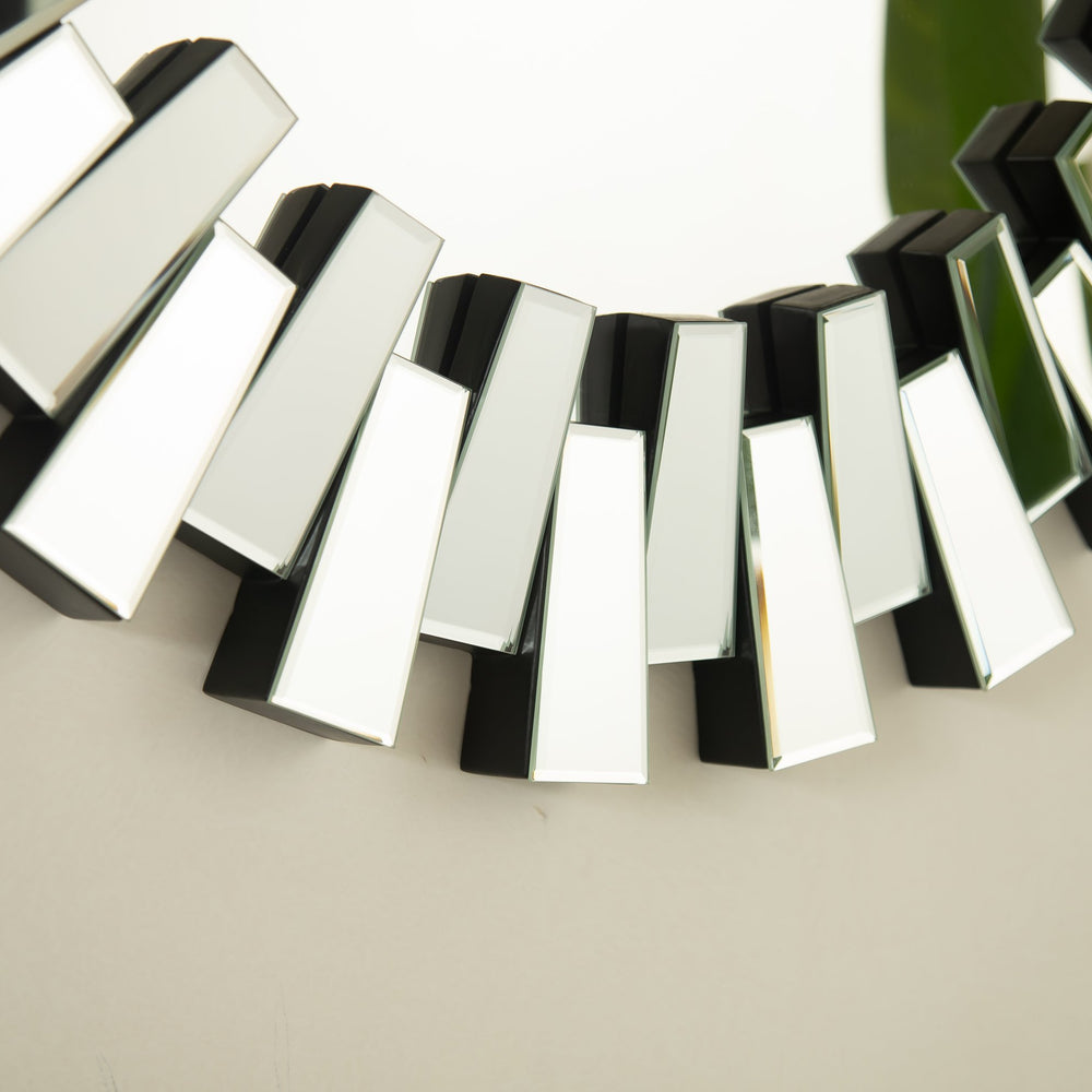 English Elm 32'' Kaltis Mirror Silver 32'' Wall-Mounted Decorative Irregular Circle PU Mirror Luxury Accent Wall Art W2615P346491