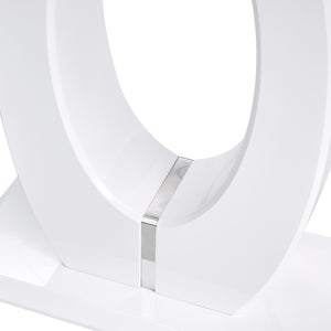 English Elm Modern Glossy White Rectangular Counter Bar Table 47.24"x18.11"x29.52" — Durable MDF, Easy Assembly, Multiuse Decor W1151S00487