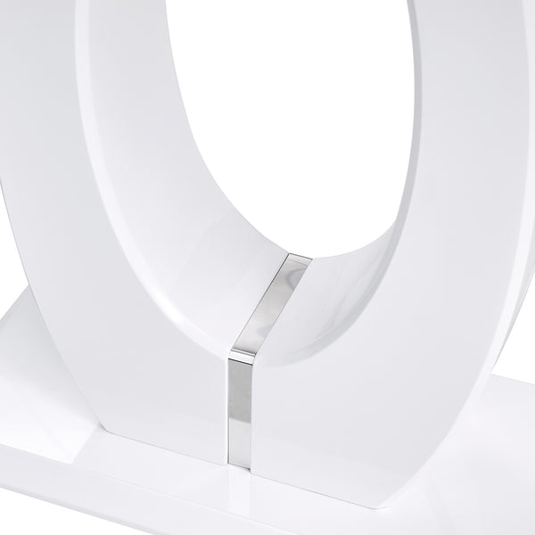 English Elm Modern Glossy White Rectangular Counter Bar Table 47.24"x18.11"x29.52" — Durable MDF, Easy Assembly, Multiuse Decor W1151S00487