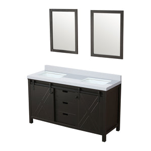 English Elm Brown Double Bath Vanity With White Quartz Top, 24" Mirrors, Soft-Close Drawers & Ample Storage B2731S00856