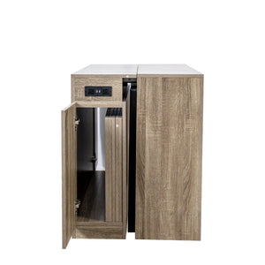 English Elm Modern Extendable Dining Table with Built-In Outlet, USB Ports & Storage, Space-Saving Console to 118" Brown W331S00192