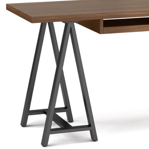 English Elm Sawhorse - Handcrafted Walnut Veneer Desk With Metal Supports For Home Office, Gaming & More B136P159593-GIGA