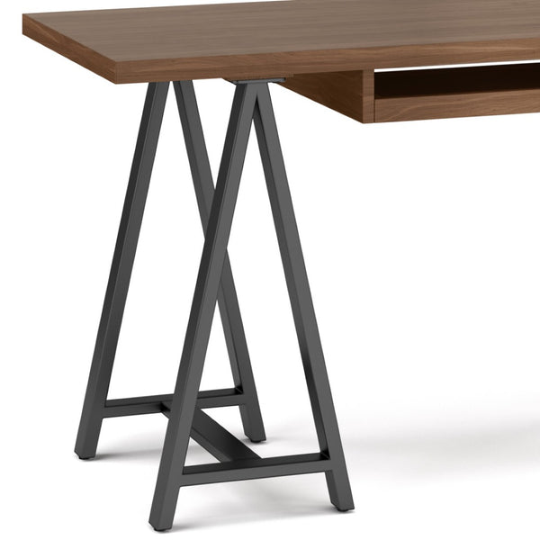English Elm Sawhorse - Handcrafted Walnut Veneer Desk With Metal Supports For Home Office, Gaming & More B136P159593-GIGA
