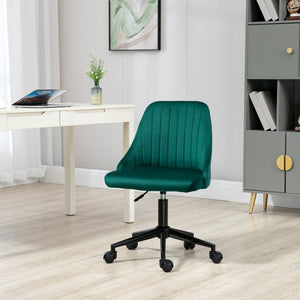 English Elm Vinsetto Mid-Back Velvet Office Chair - Stylish Scallop Design, Adjustable Height, Perfect For Home Use W2225P217491-GIGA