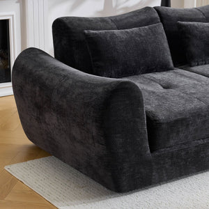 English Elm Modular Cloud Sectional Sofa Bed with Flannelette Upholstery for Flexible Living Black W1829S00074