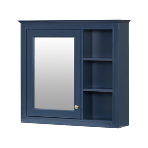 English Elm 30'' Modern Medicine Cabinet Wall Mirror with Hidden Storage and Adjustable Open Shelves for Bath Blue WF318452AAC