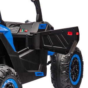 English Elm 24v Two Seat Kids Electric Utv with Parental Remote Suspension Off Road Ride On Blue W1578P184799