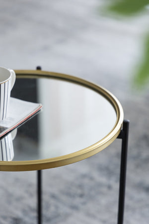 English Elm Set Hannes Nesting Side Tables with Glass Tops Elegant Deco-Modern Metal Frame for Living Rooms Black,Gold W2078P394070