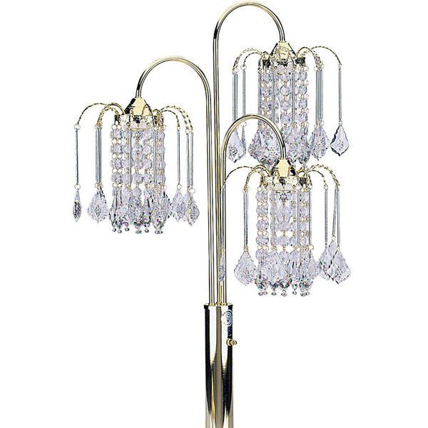 English Elm 34" 34-inch Metal Table Lamp with 3 Crystal Chandelier Arms, Steel Frame, Acrylic Shades, 3-Way Switch Gold B072116047