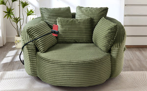English Elm Swivel Barrel Accent Chair Chenille Tufted Round Club Seat for Living Room Lounge Green N719S002320F