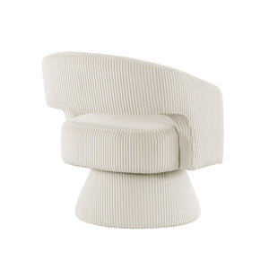 English Elm Lessa Swivel Accent Chair with Foam Cushion Round Base for Living Room Corners Ivory B056P417029