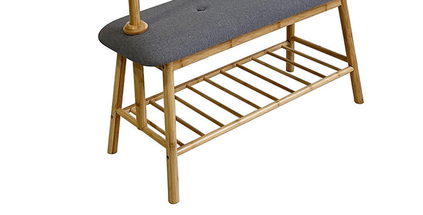 English Elm Contemporary Entryway Bench with Open Shoe Storage, Fabric Seat & Coat Rack Compact Space Saver Gray,Natural 38 L x 15 W x 7 H B2741P343804