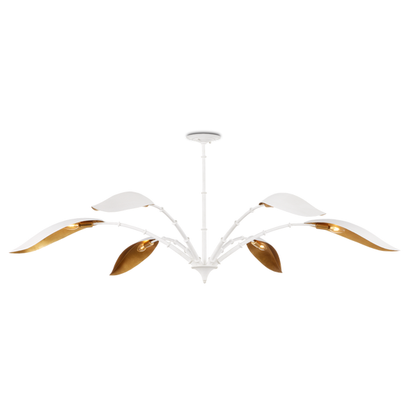 Yuriko Elegant White Chandelier with Gold Leaf Accents – Contemporary Design for Stunning Spaces