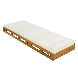 English Elm Christopher Knight Home® - Lounge Chaise Set With Adjustable Headrest - Durable Acacia Wood & Water-Resistant Cushions (Beige) N770P272405T_N770P285267B