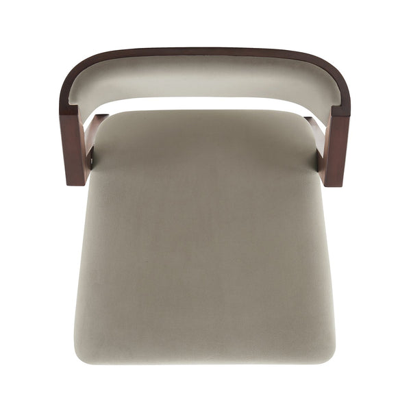 English Elm Patricia Velvet Upholstered Counter Stool with Beech Frame, Gold Footrest Plate, Commercial Grade Comfort Linen B365P398031