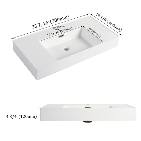 English Elm 36" Durable Bathroom Sink GRB36120MMO – Smooth Waterproof Surface, Scratch & Dirt Resistant Finish W999141532