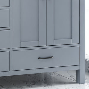 English Elm Christopher Knight Home® - 73'' Luxury Bathroom Vanity with Marble Top & Dual Ceramic Sinks, Freestanding 4-Door 3-Drawer Cabinet Grey N759S999017E