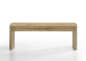 English Elm Massimo Six Piece Extendable Oak Dining Set with Bench and Cream Upholstered Chairs B2749S00305