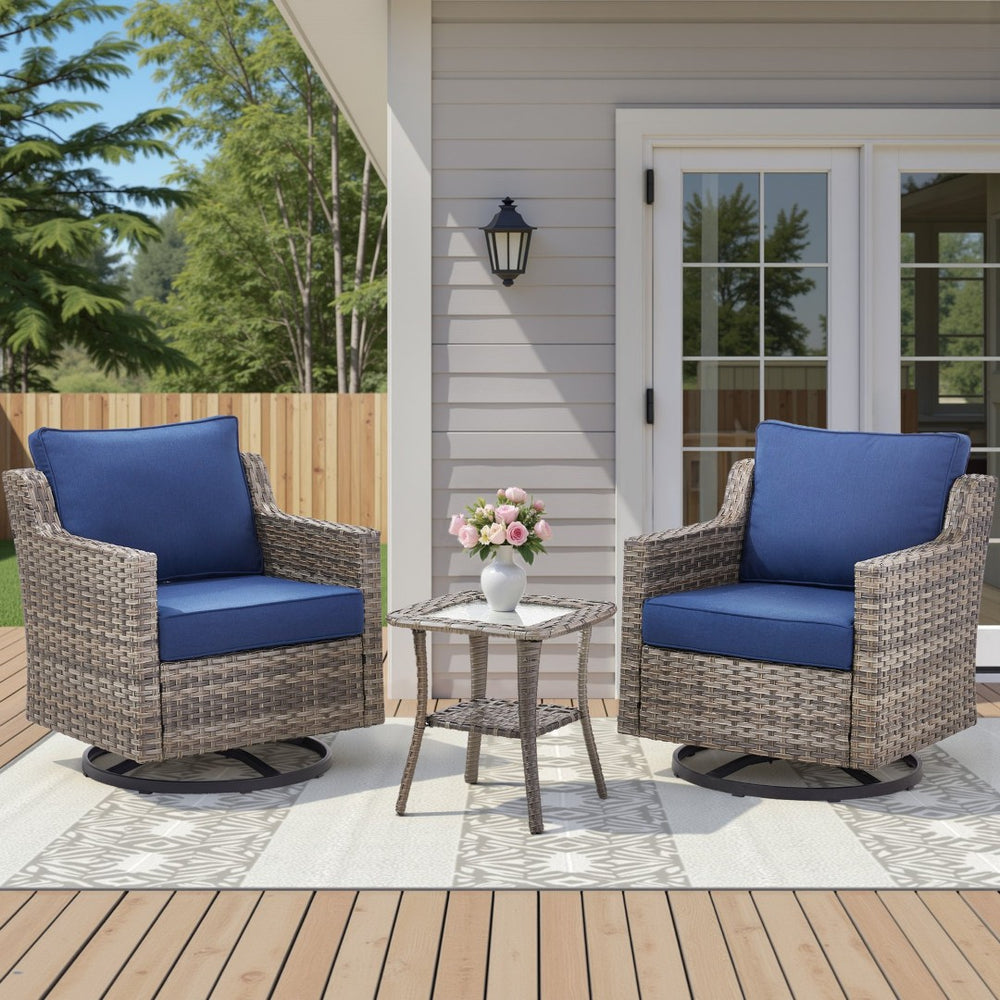 English Elm 73.2" Outdoor Handwoven Rattan 3 Seat Sofa with Olefin Cushions for Porch or Patio T3773P416345