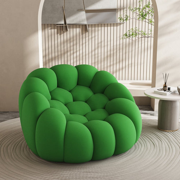 English Elm [ Video Provided] 47'' Lazy Floor Sofa Mesh Bubble Chair - Oversized Curved Single Foam Seat, Green Cozy Lounge W1765115458