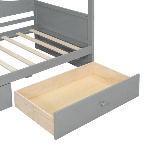 English Elm Twin Canopy Daybed with Pull Out Trundle Pinewood Frame for Kids or Guest Rooms N708P373435E