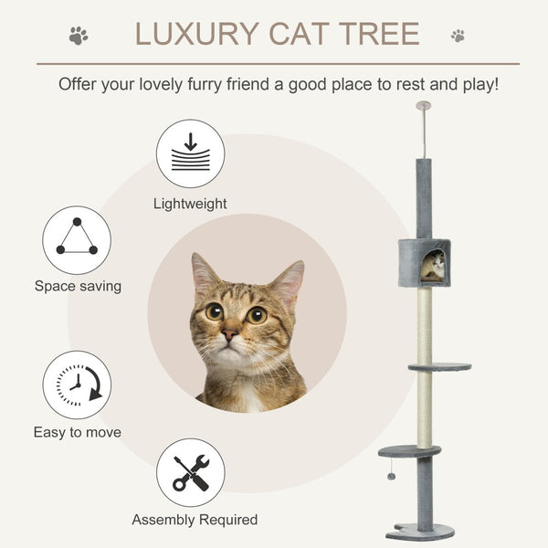English Elm Pawhut Hand-woven Water Hyacinth Cat Tower Four-story Hideaway Caves Plush Beds W2225P217056