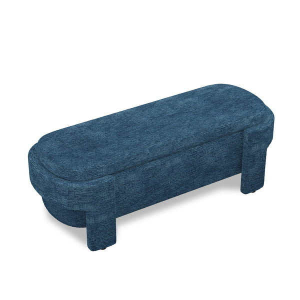English Elm Linen Upholstered Storage Bench with High-Density Foam Seat, Spacious Hidden Compartment, 51.5" Dark Blue W487P271397