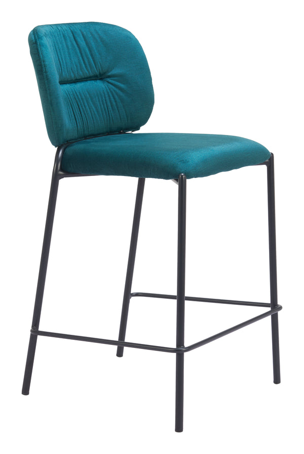 Zuo Modern Plat Counter Stool - Luxurious Velvet Upholstered Design For Modern Bar And Kitchen Elegance Green 100% Polyester,Plywood,Steel 110340-zuo-modern