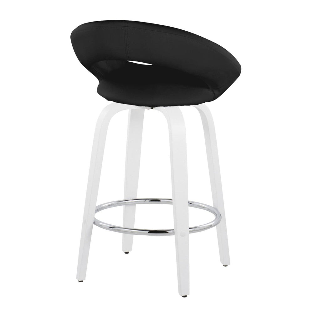 English Elm Fixed-height Swivel Counter Stools with Faux Leather Seats and Chrome Footrest Set of 2 Black B202S01841