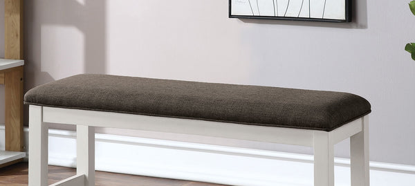 English Elm Counter Counter Height Bench Modern Farmhouse Two-Tone White Wood Dark Gray Padded Seat 41" B2741P367165