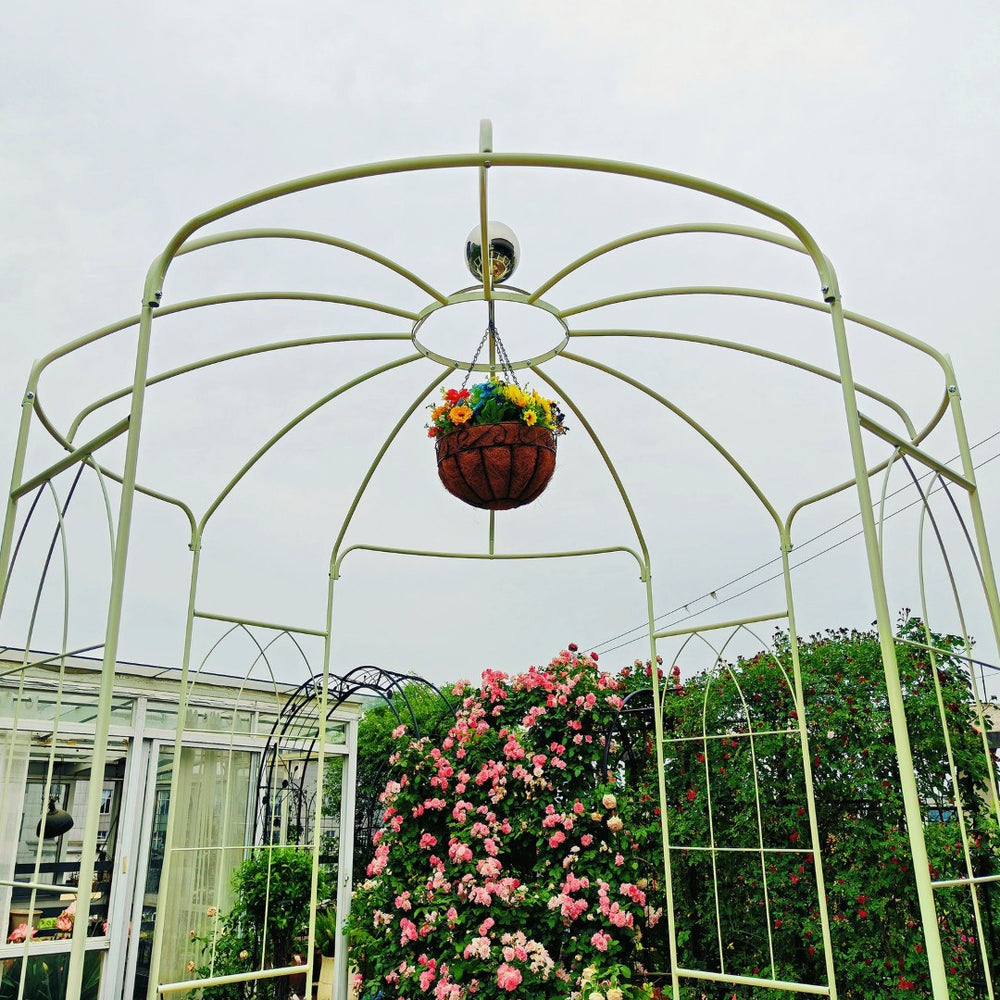 English Elm Metal Birdcage Pavilion Arch Powder Coated Steel Garden Gazebo for Outdoor Ceremonies W1586104488