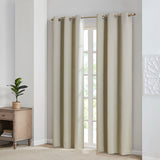 SunSmart Taren Modern/Contemporary Solid Blackout Triple Weave Grommet Top Curtain Panel Pair SS40-0155 Beige