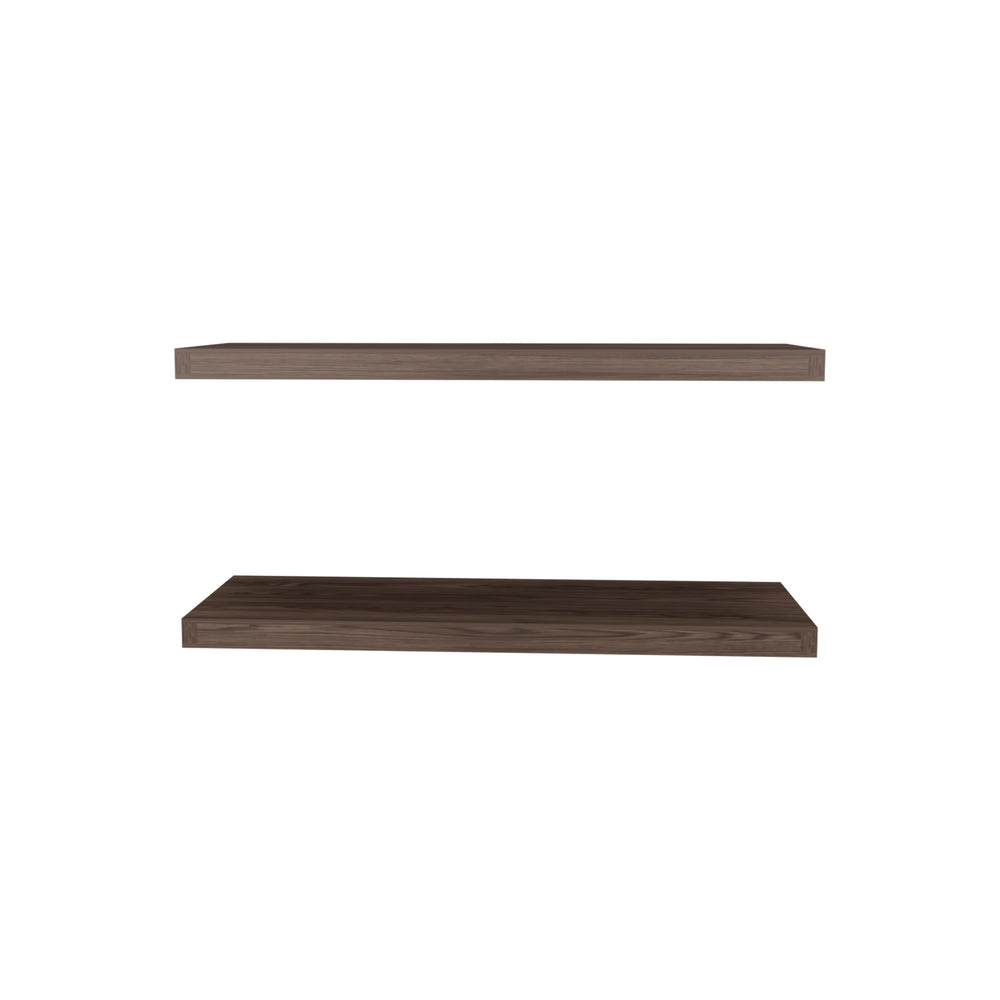 English Elm Floating Shelves - Set Of 2 Walnut Finish, Modern Design For Home Decor & Space-Saving Solutions B097P250926