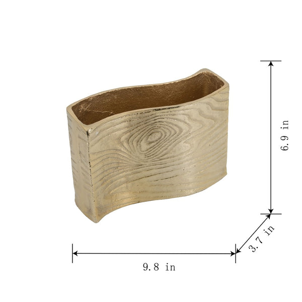 English Elm 9.8x3.7x6.9" Gold Aluminum Wavy Rectangular Vase Sculptural Tabletop Glam Accent W2078P489212