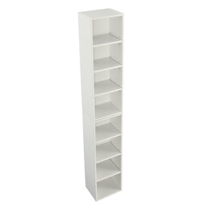 English Elm 8-Tier Media Tower Rack with Adjustable Shelves, Slim Tall Narrow Storage Cabinet for Home Office Organization White W487P318936