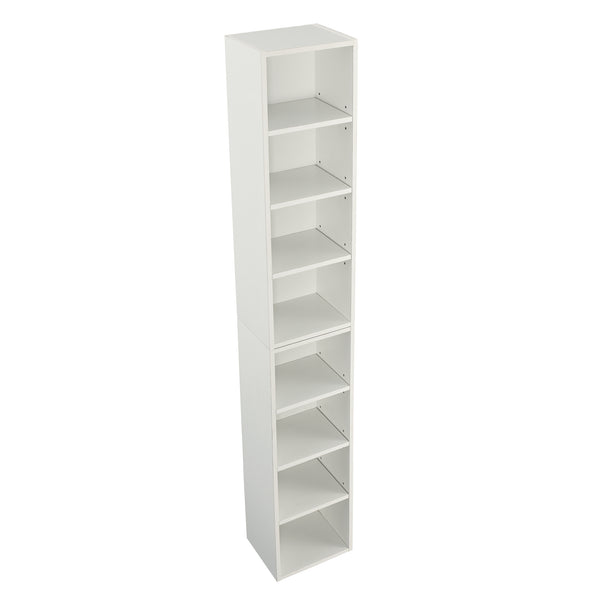 English Elm 8-Tier Media Tower Rack with Adjustable Shelves, Slim Tall Narrow Storage Cabinet for Home Office Organization White W487P318936